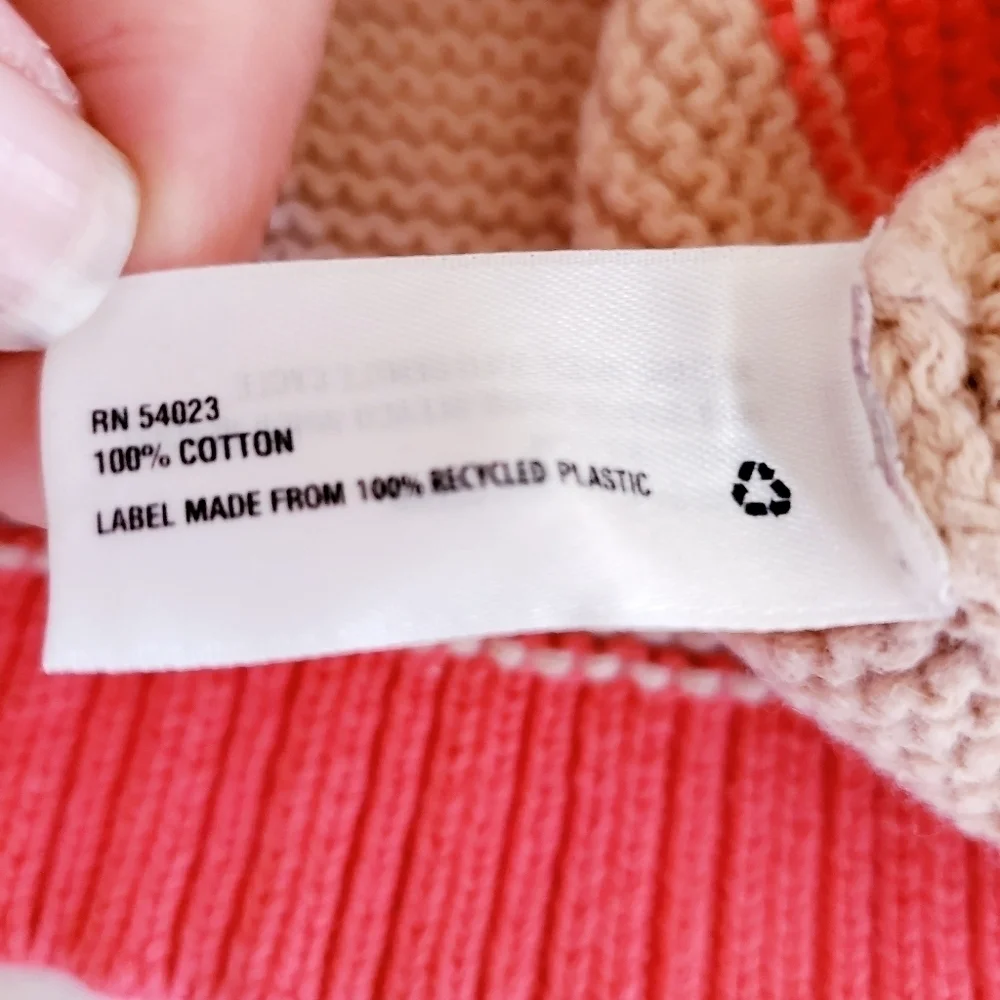 Gap Kids Knit Striped Sweater Coral Cream Size XXL (14-16)